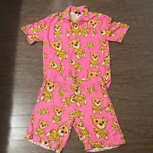 Drew House Theodore Pink Pyjama Shirt and Shorts Set